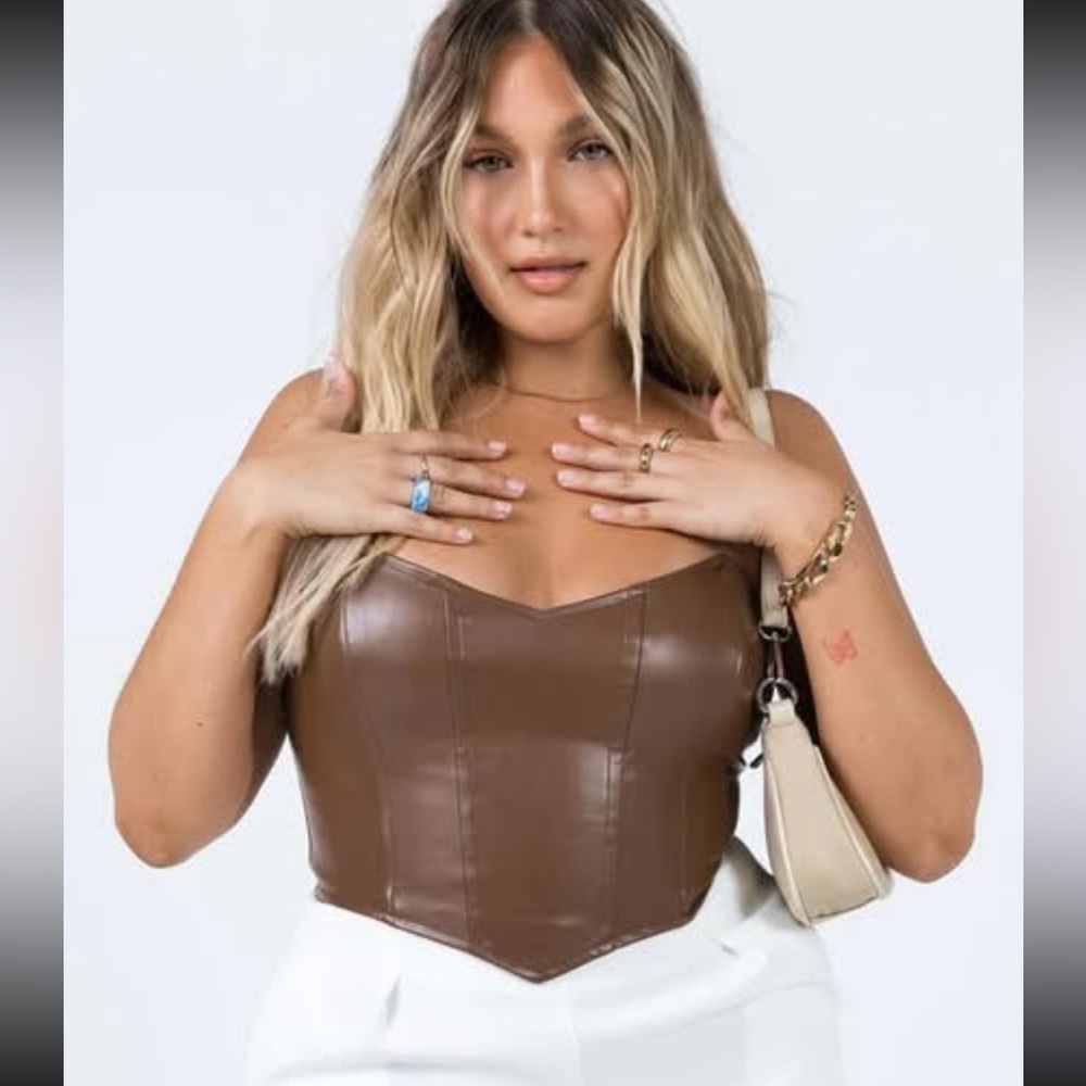 Princess Polly Brown Faux Leather Corset Top